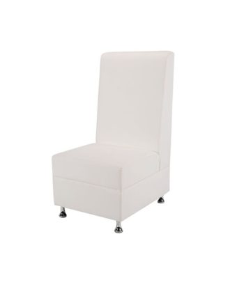 White Mod High Back Armless Chair - A Chair Affair Rentals