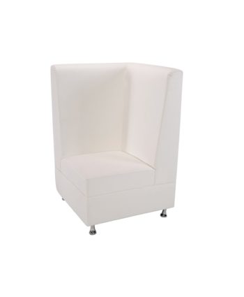 White Mod High Back Corner Chair - A Chair Affair Rentals
