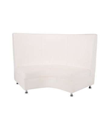 White Mod Highback Curved Loveseat - A Chair Affair Rentals