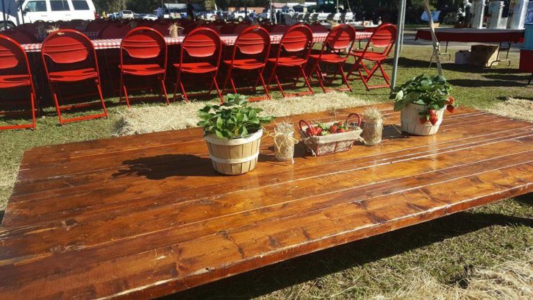 Wish Farms Strawberry Picking Challenge Mahogany Table