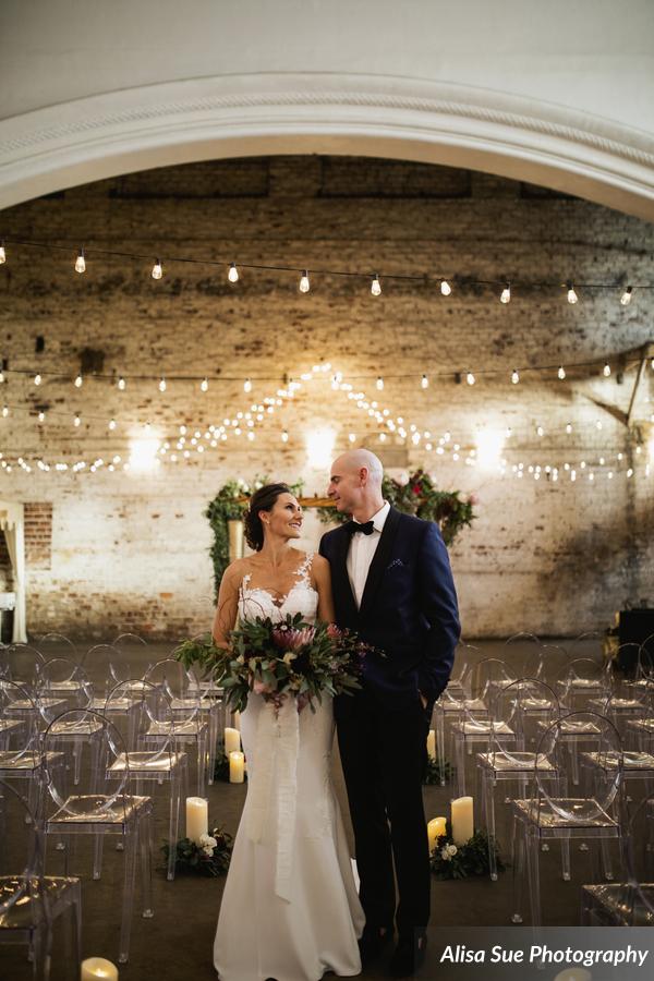 rialto theatre wedding ceremony bride and groom