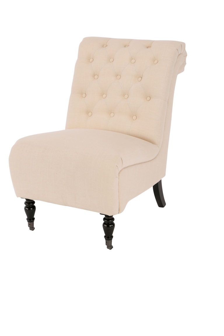 Armless off White Tuscan Rolled Side Chair