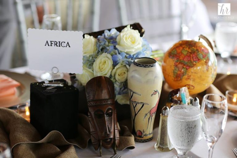 MIssion Inn Resort Wedding reception africa table