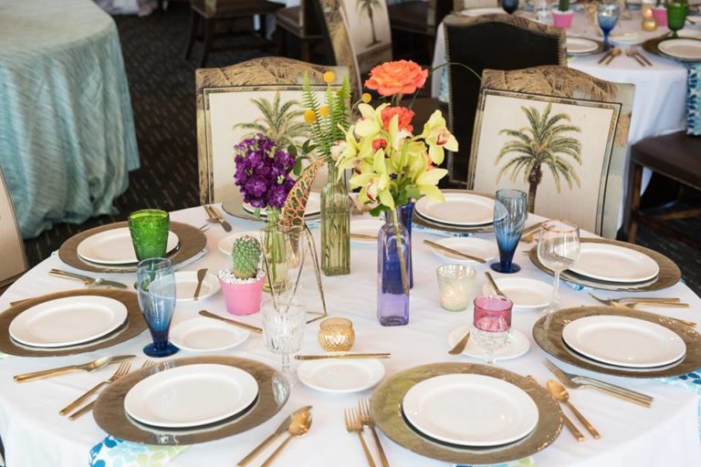 Mission Inn Resort Wedding Shoot A Chair Affair taupe glass chargers