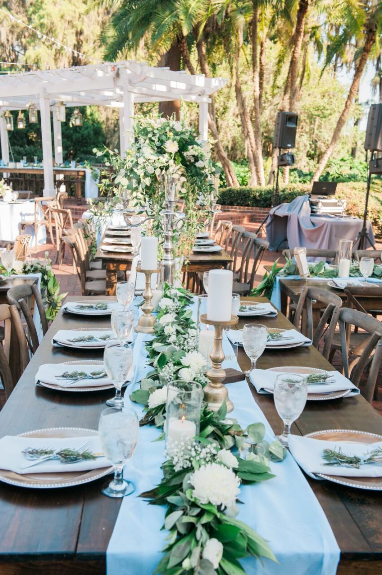 Cypress Grove Estate summer wedding A Chair Affair silver candelabra