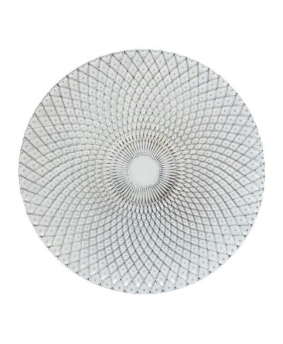 Silver & White Weave Glass Charger