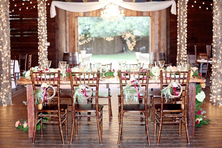 Enchanting Barn Wedding Inspiration A Chair Affair chiavari chair farm table