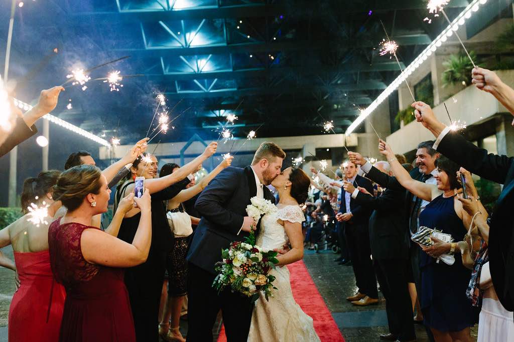 Broadway-inspired Wedding at Straz Center A Chair Affair Sparkler SendOff