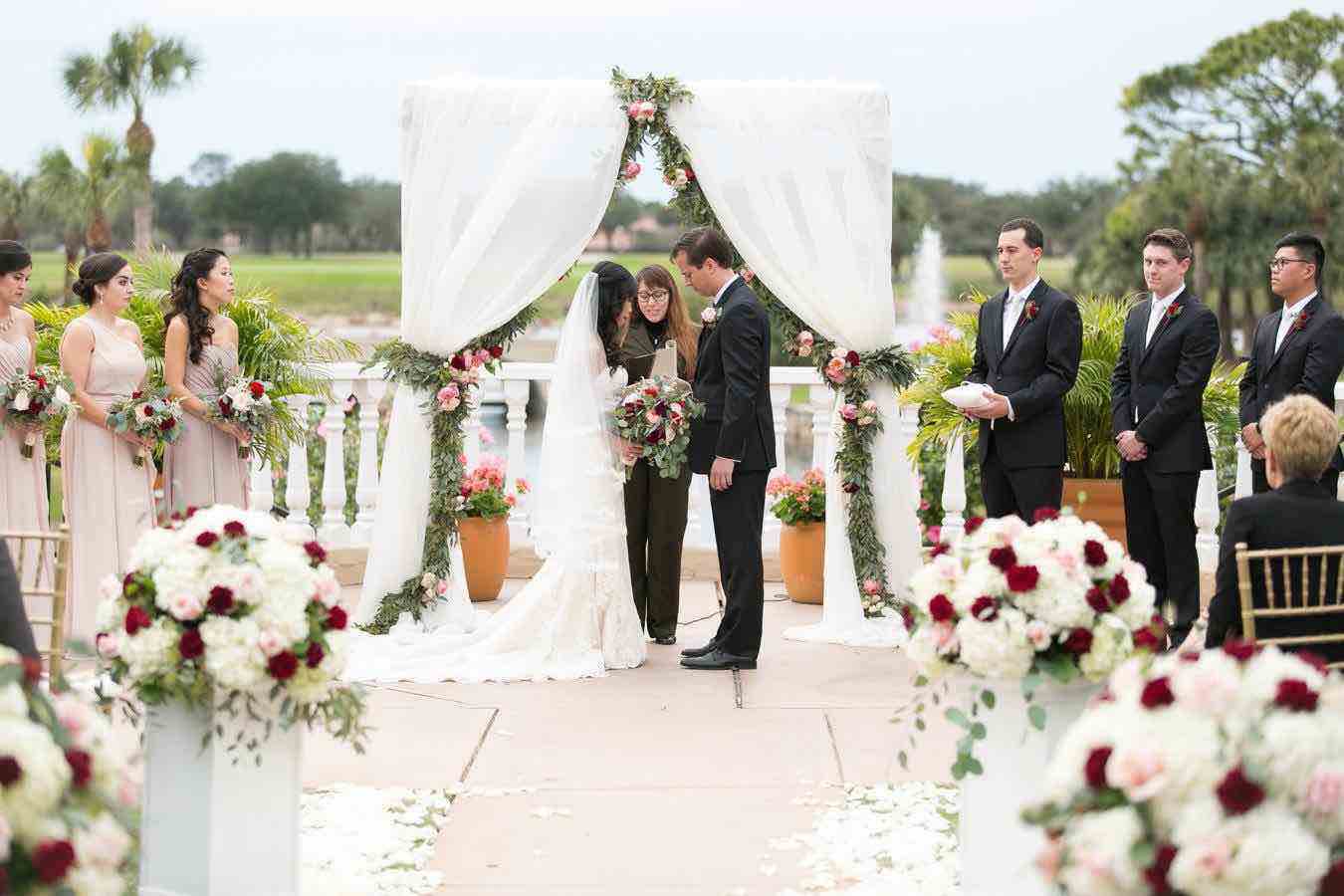 Red and Gold Mission Inn Resort Wedding A Chair Affair Ceremony