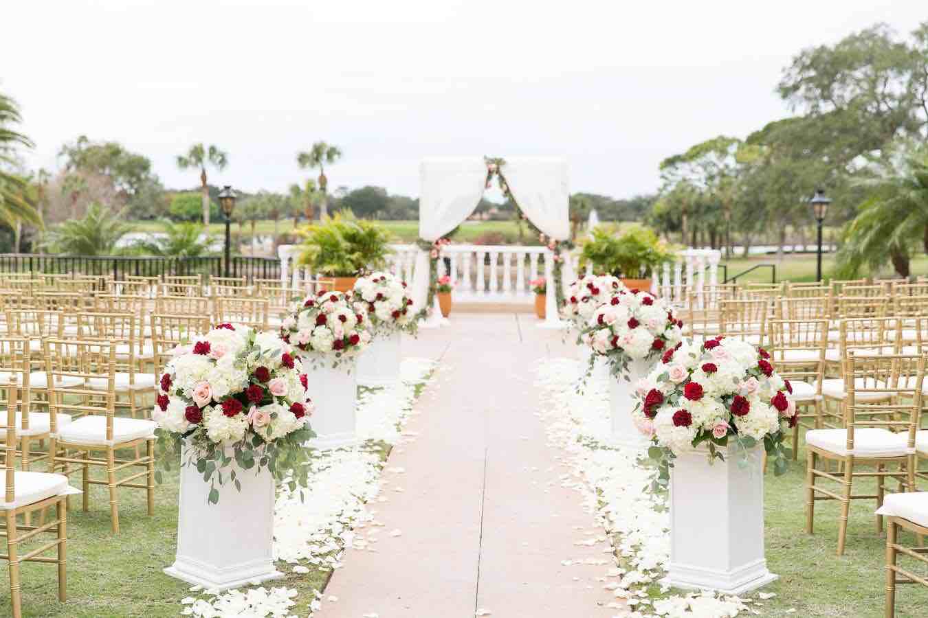 Red and Gold Mission Inn Resort Wedding A Chair Affair Gold Chiavari Chair