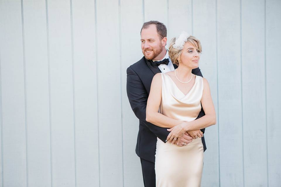 black and white wedding A Chair Affair newlyweds