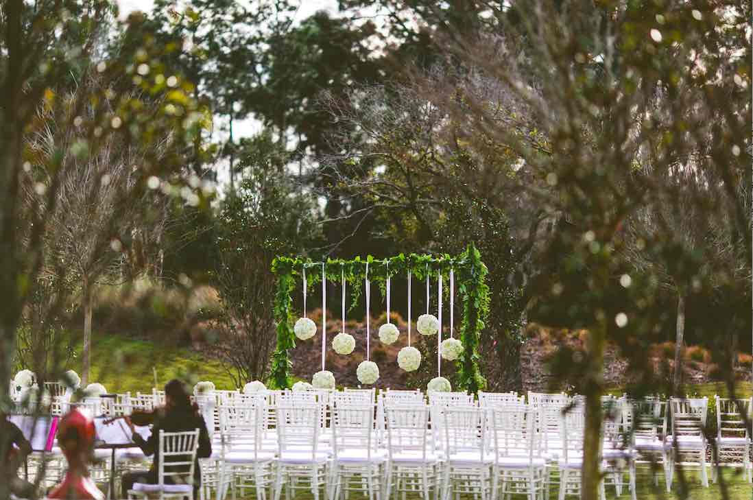 Glamorous Four Seasons Wedding A Chair Affair White Chiavari Chair Setup