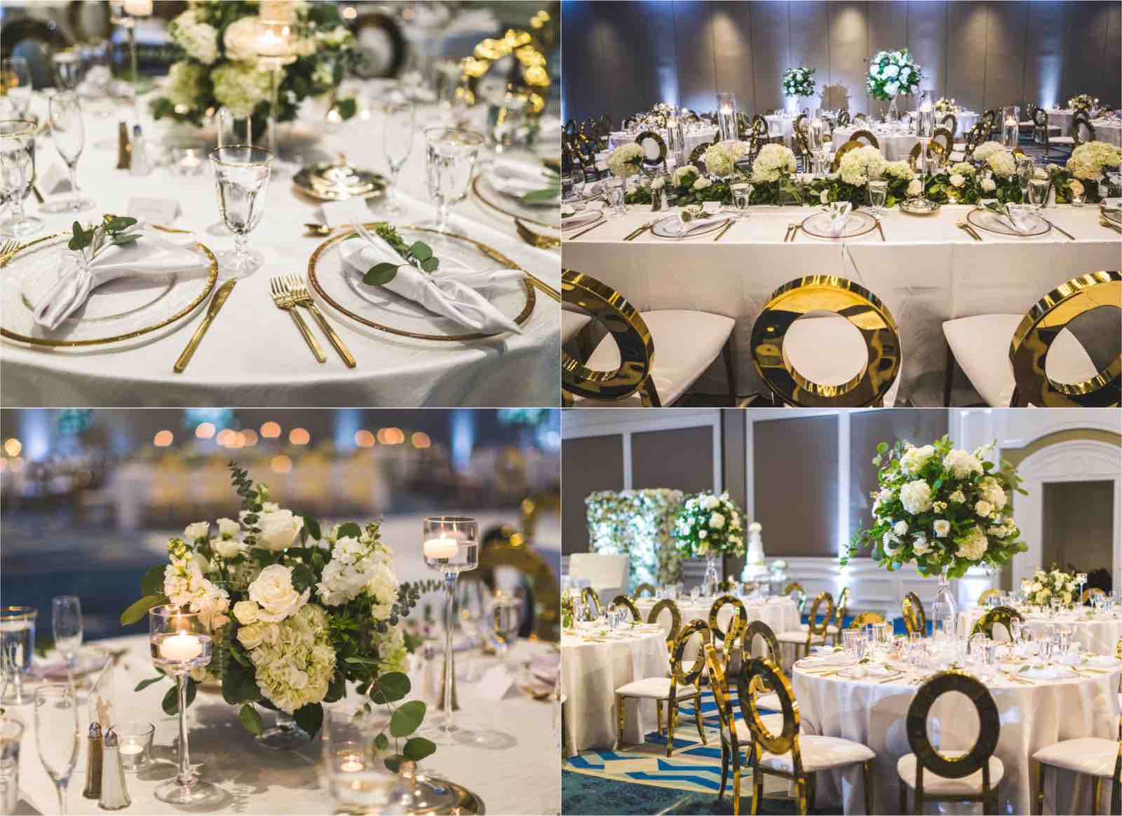 Ritz Carlton Sarasota wedding a chair affair Gold Rim Chargers and Gold Flatware