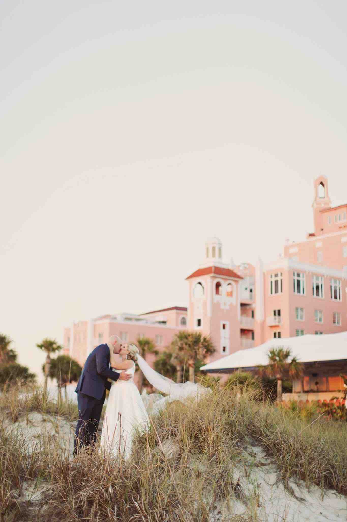 Sophisticated Blush and Gold Don CeSar Wedding A Chair Affair Bride and Groom