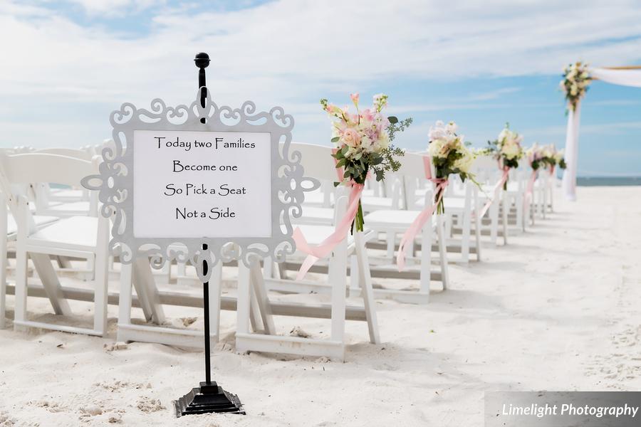 beach wedding chair setup