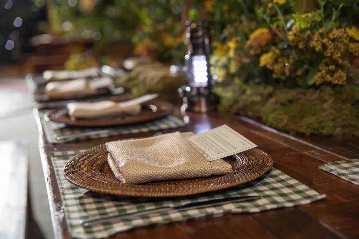 summer camp-inspired Mitzvah Alfond Inn A Chair Affair wicker charger