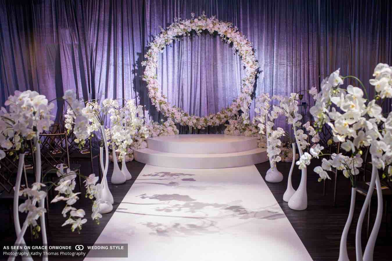 white and navy wedding aisle A Chair Affair