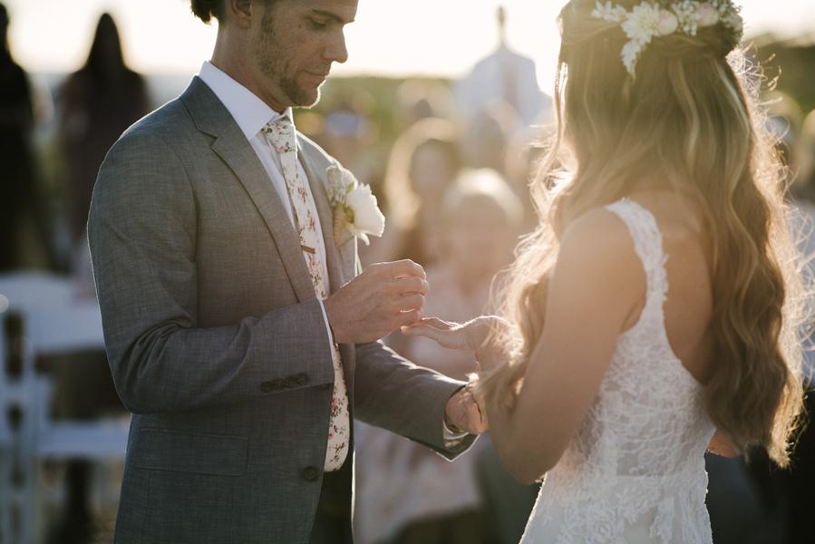 boho chic beach wedding couple