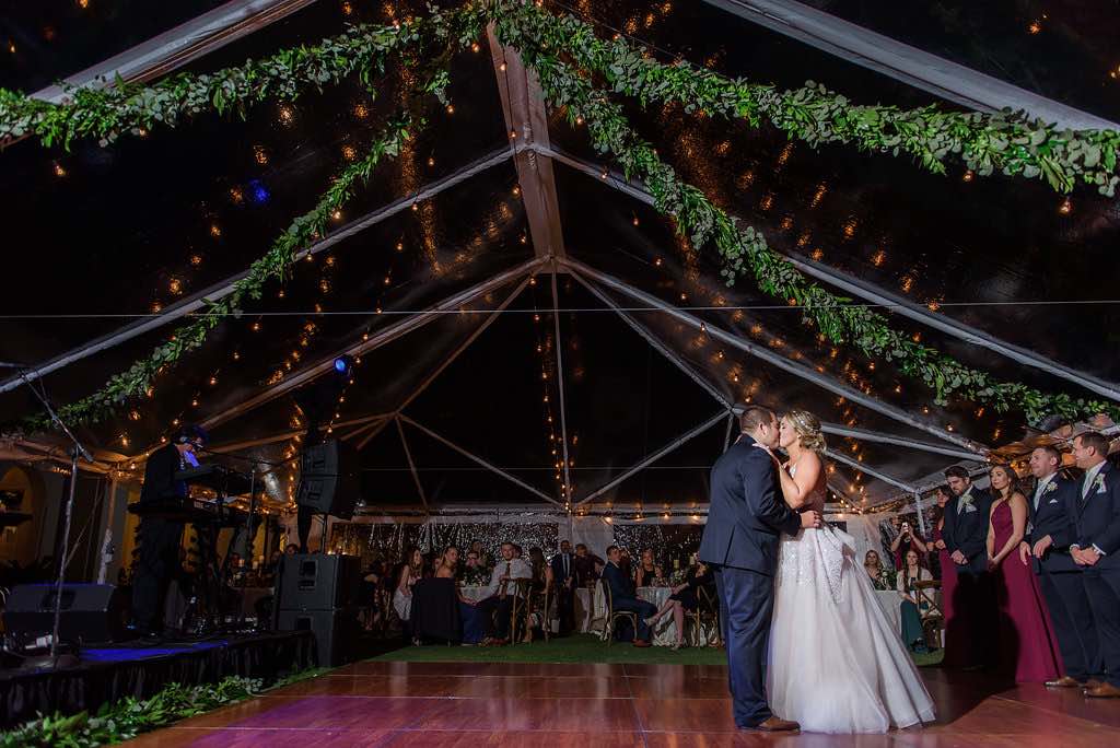 navy and burgundy wedding A Chair Affair reception First Dance