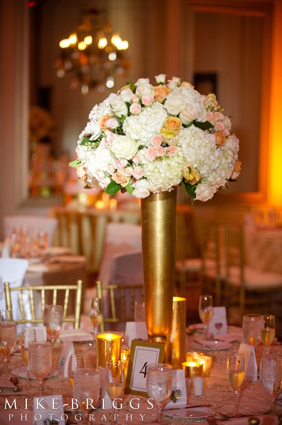 romantic Florida wedding A Chair Affair floral and gold Chiavari chairs