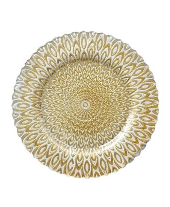 gold and white petal charger - A Chair Affair Rentals
