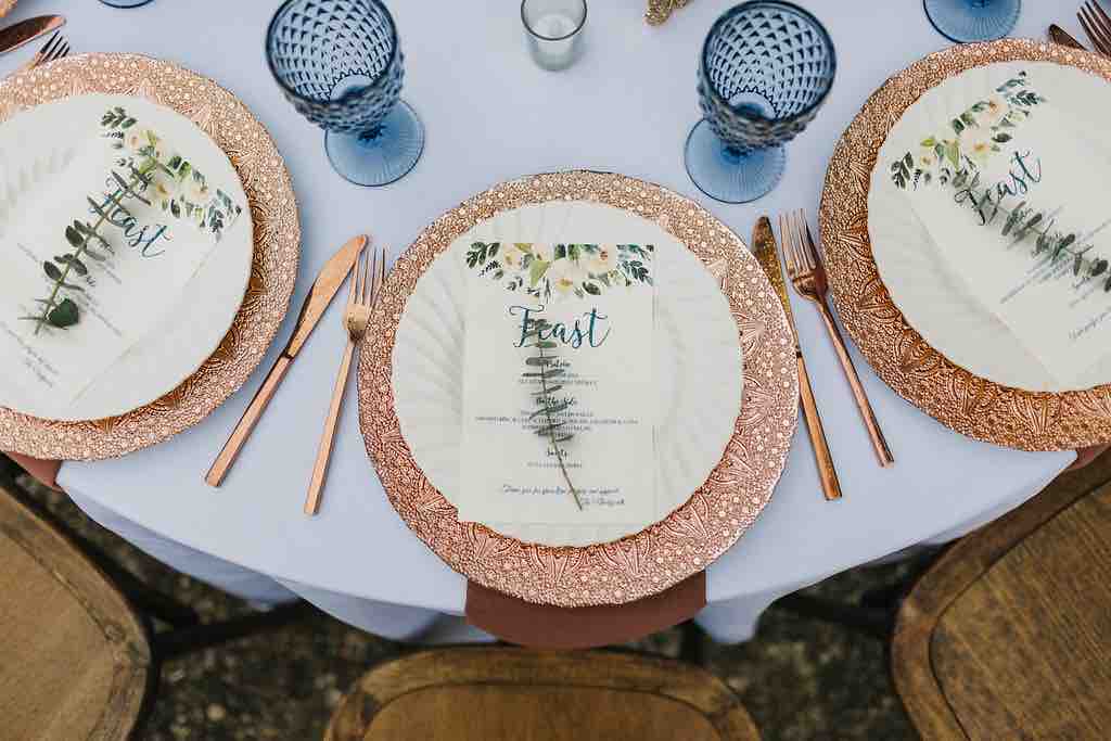 romantic Sydonie Mansion wedding Shelbie and Justin with wedding party Rose Gold Chargers A Chair Affair