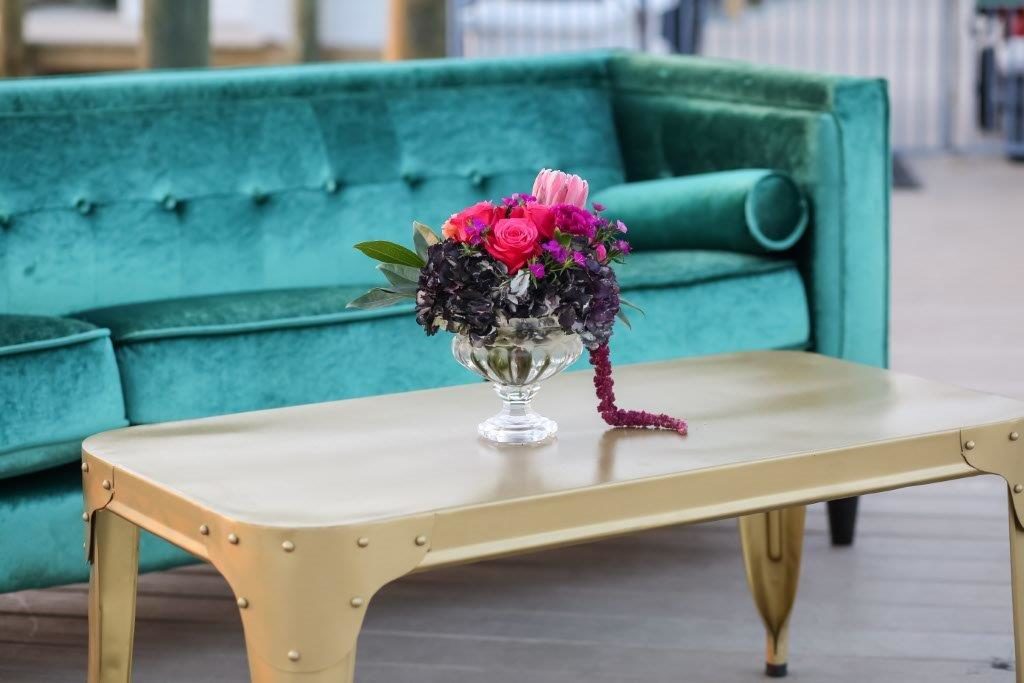 Isla del Sol Wedding Shoot-A Chair Affair-Emerald Brighton Sofa-Gold Fox Coffee Table