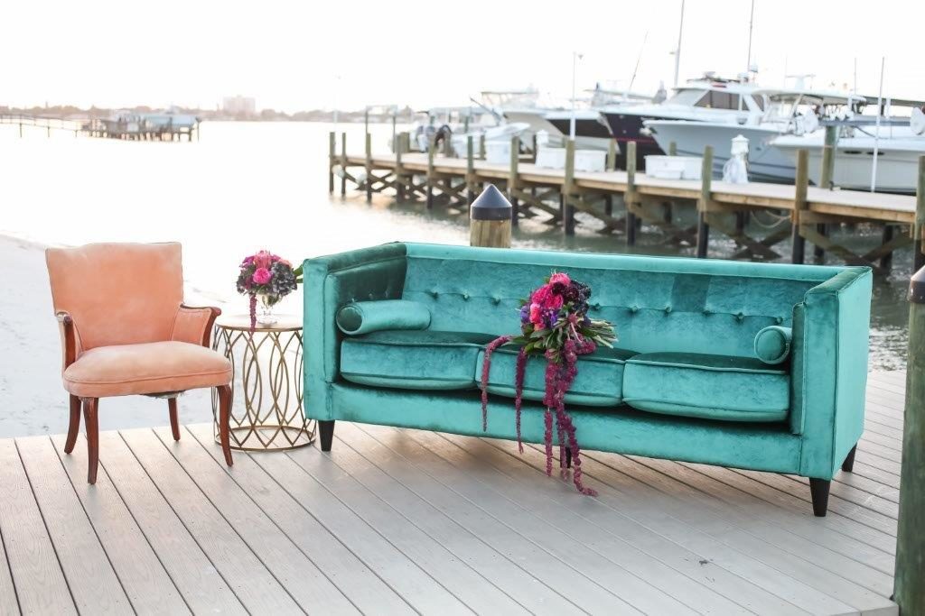 Isla Del Sol vibrant purple and pink wedding Shoot-A Chair Affair-Sara armchair-Emerald Brighton Sofa-Ariel End Table-Gold Fox Coffee Table