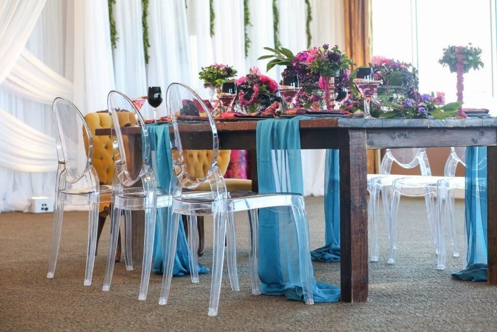 Isla del Sol Wedding Shoot-A Chair Affair-farm table-ghost chairs-Queen Ann chairs (2)