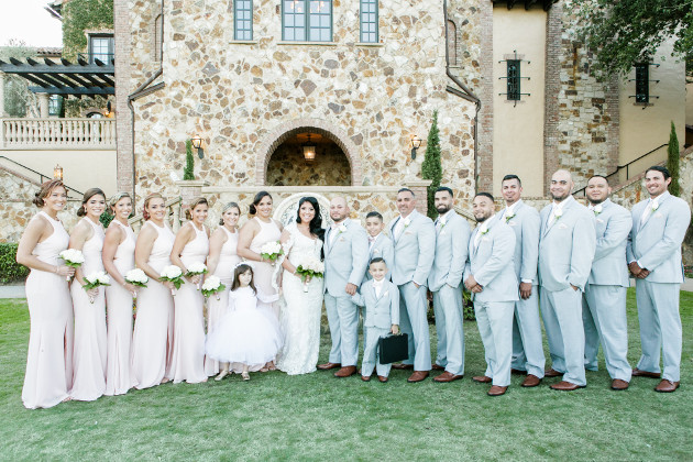 Bella Collina Beautiful Blush and Grey Wedding A Chair Affair Bridal Party (2)