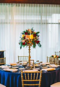Mission Inn Resort Wedding A Chair Affair Gold Glass Chargers and Gold Chiavari Chairs at Reception close up Rudy and Marta Photography