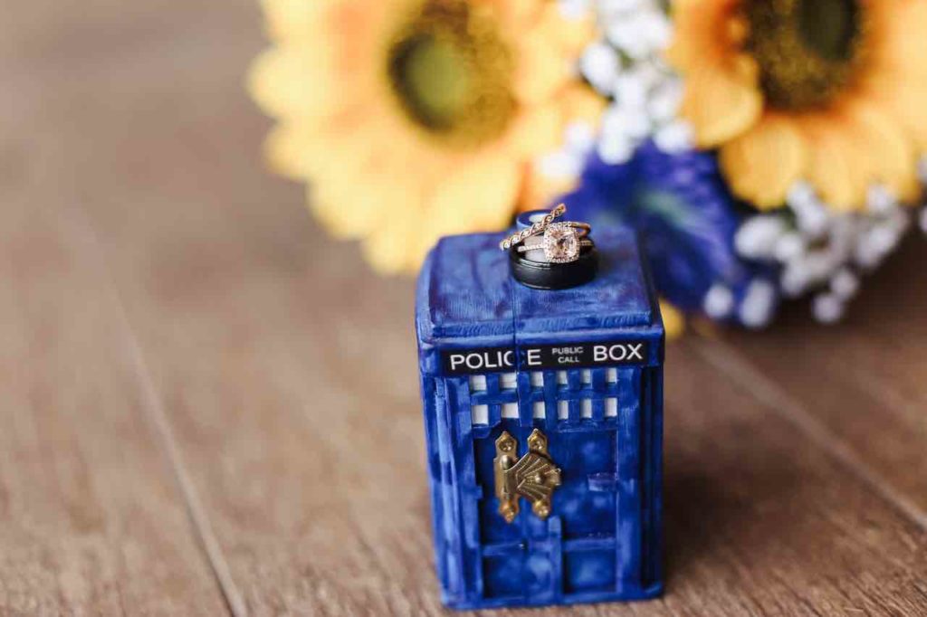 Royal Blue Wedding in Central Florida Tardis Ring Box A Chair Affair It Takes 2 Photography