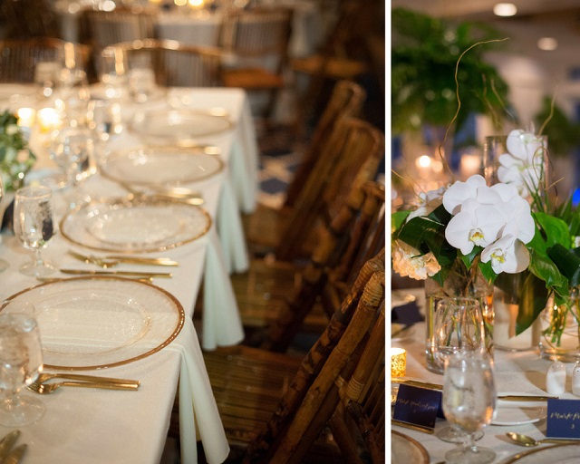 Carlouel Yacht Club Old Florida Wedding-Reception-Gold Rim Chargers-A Chair Affair