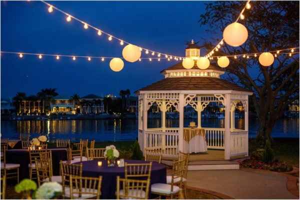 Davis Island Garden Club Outdoor Wedding- Gold Chiavari Chairs-Table Linens-Reception-A Chair Affair