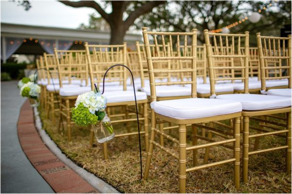 Davis Island Garden Club Outdoor Wedding- Gold Chiavari Chairs with Ivory Pads-A Chair Affair