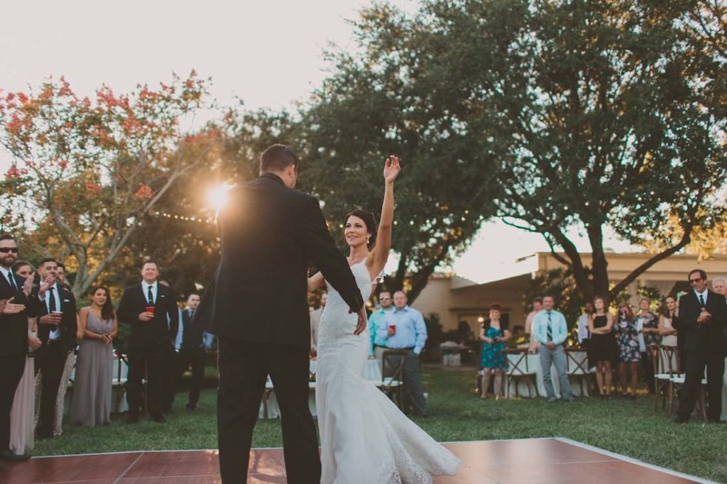 Intimate Garden Wedding at Davis Island Garden A Chair Affair Reception with French country chairs Couple's First Dance