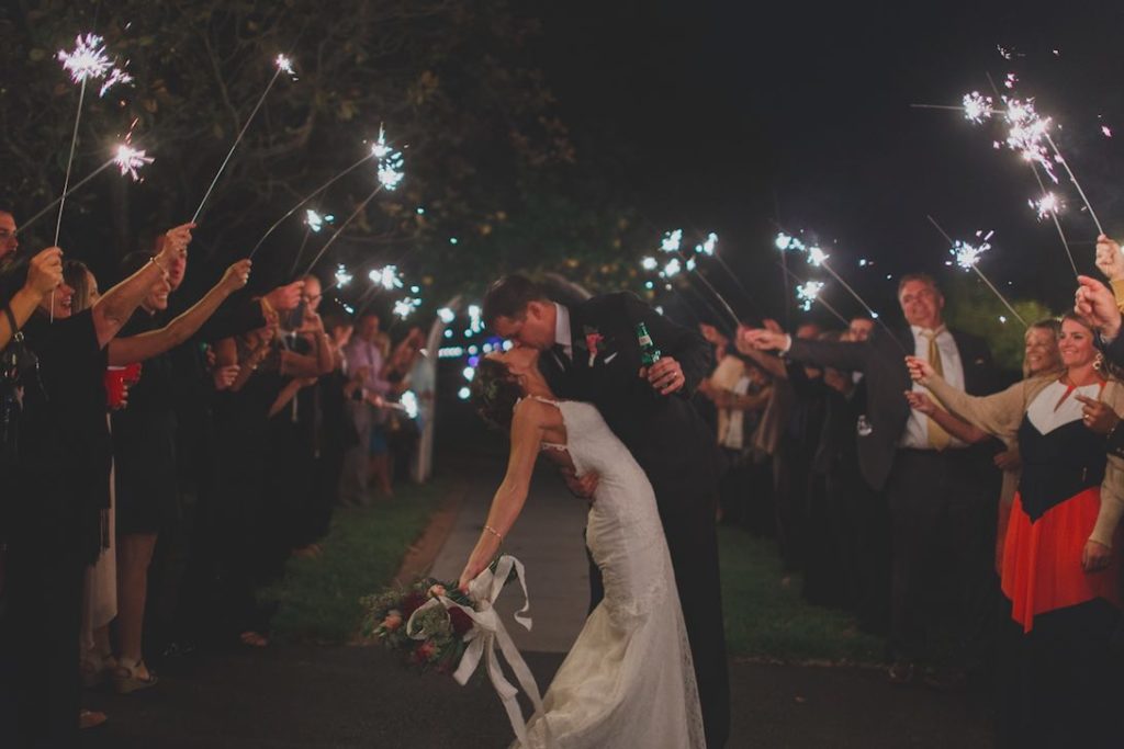 Intimate Garden Wedding at Davis Island Garden A Chair Affair sparkler sendoff