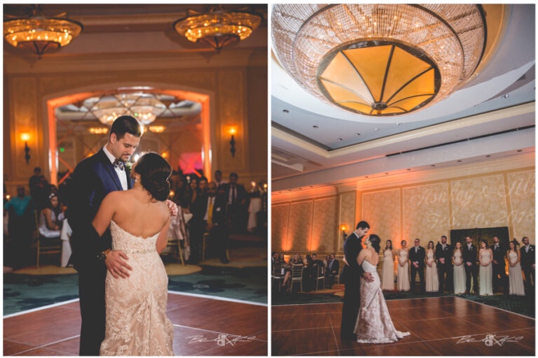 Cream and champagne Orlando wedding Omni Resort at Championsgate Brandon Kari Productions A Chair Affair gold Chiavari chairs first dance