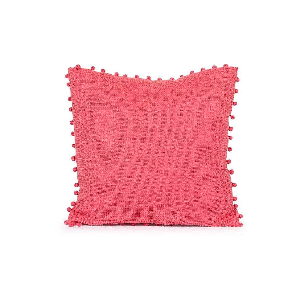 Rosy Pink Pillow with Pom Poms - A Chair Affair Rentals
