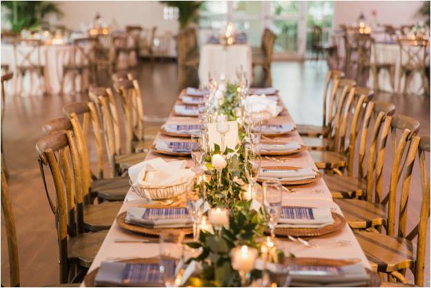 st pete beach community center wedding a chair affair french country chairs wicker chargers gold flatware