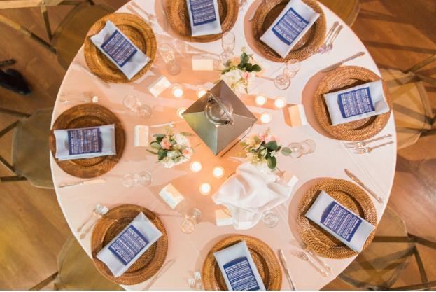 st pete beach community center wedding a chair affair wicker chargers gold flatware