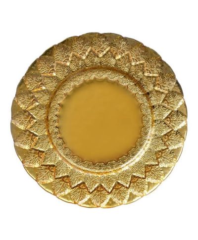Gold Alpine Leaf Glass Charger