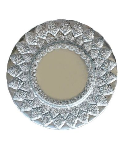 Silver & White Alpine Leaf Glass Charger