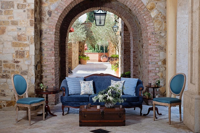 Lounge Furniture, Subtle Chic Bella Collina, The Safari blue pleated textured pillow,