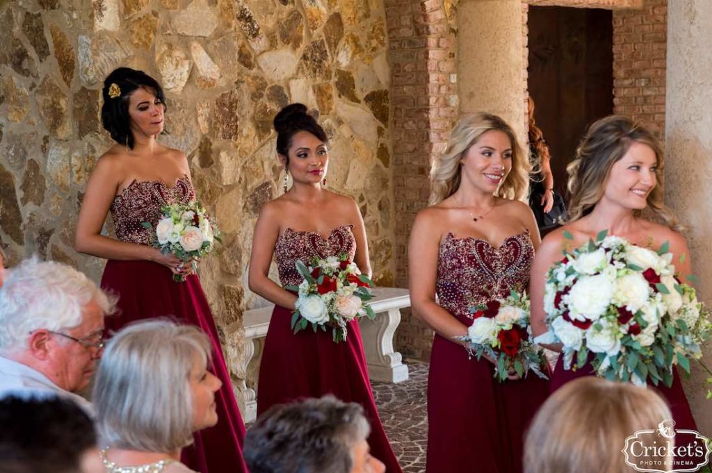 old and burgundy Bella Collina wedding