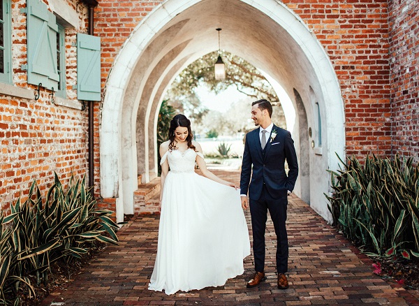 Courtney Wears A Silk Slip Wedding Dress to Her Casa Feliz Wedding