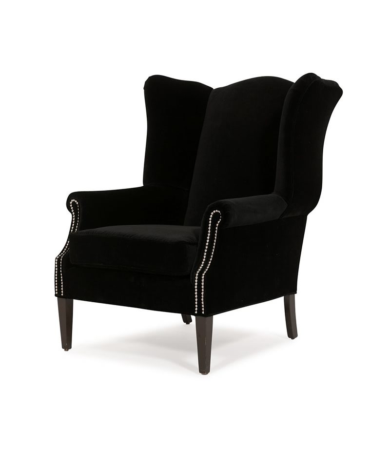 Black velvet wingback online chair