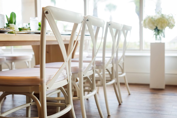 Ritz-Carlton Beach Club Wedding, A Chair Affair, Limelight Photography, White French Country Chairs