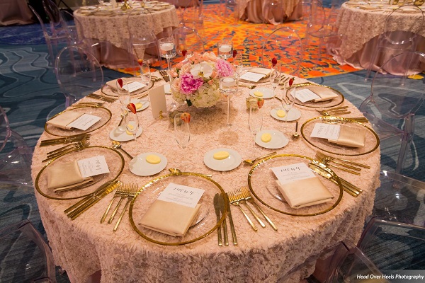 Opal Sands Resort, A Chair Affair, Gold Rim Chargers, Ghost Chairs