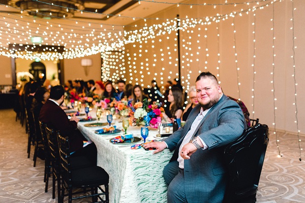 Alfond Inn-FyerFly-Birthday-A-Chair-Affair-Black-Chiavari-Chairs-blue-goblets-peacock-chargers.